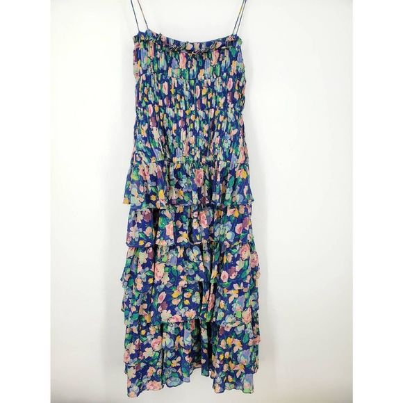 AMUR Blue and Green Floral Midi Dress - Picture 8 of 10